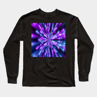 Purple Blue & Black Starburst Graphic Gift Design Print Pattern Long Sleeve T-Shirt